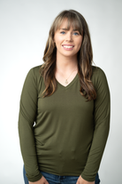 IN STOCK Larissa Long Sleeve - Dark Olive-Tops-Dear Me Southern Boutique, located in DeRidder, Louisiana