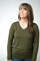 IN STOCK Larissa Long Sleeve - Dark Olive-Tops-Dear Me Southern Boutique, located in DeRidder, Louisiana