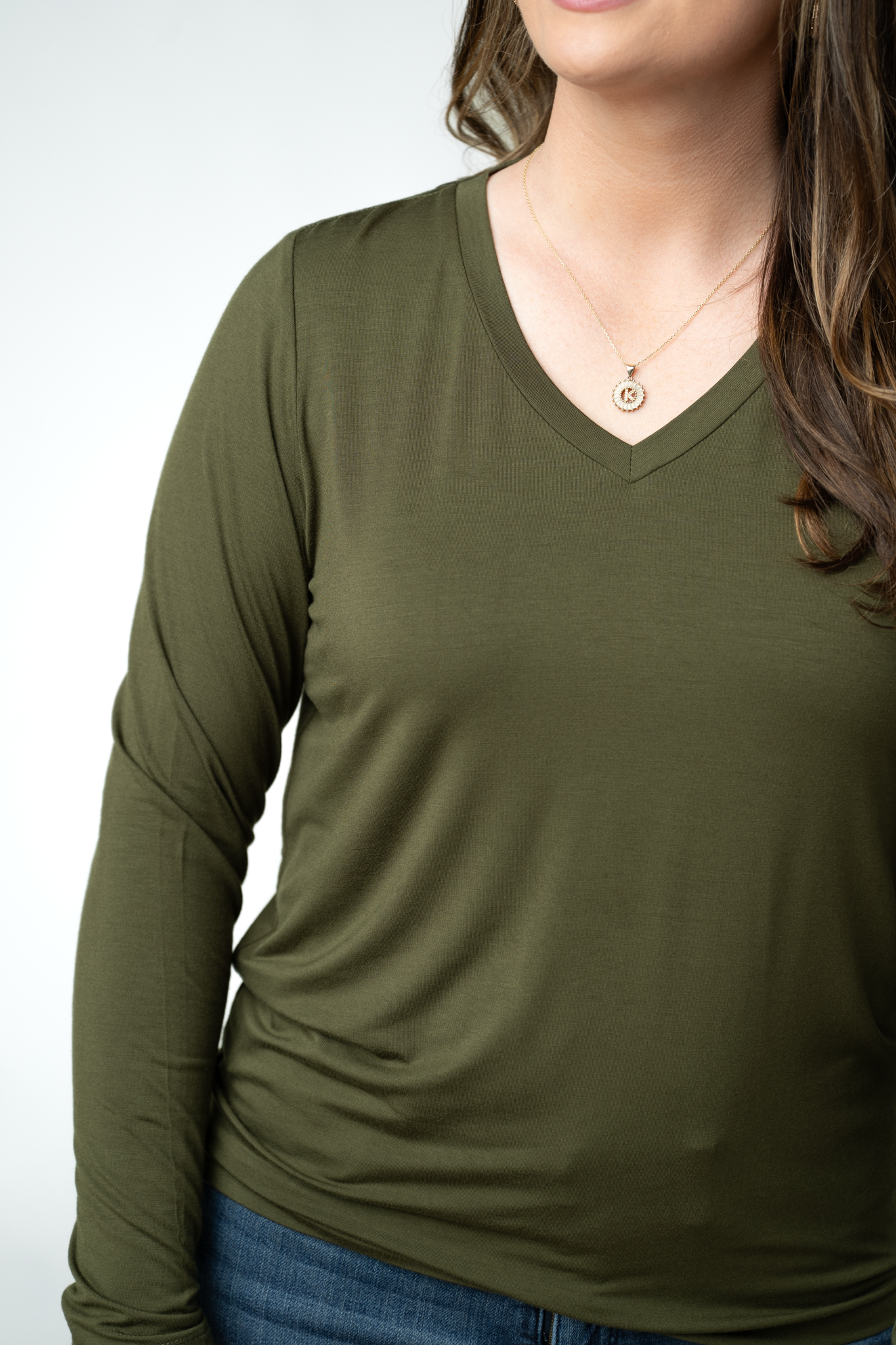 IN STOCK Larissa Long Sleeve - Dark Olive-Tops-Dear Me Southern Boutique, located in DeRidder, Louisiana