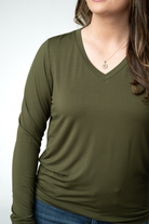 IN STOCK Larissa Long Sleeve - Dark Olive-Tops-Dear Me Southern Boutique, located in DeRidder, Louisiana