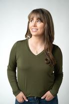 IN STOCK Larissa Long Sleeve - Dark Olive-Tops-Dear Me Southern Boutique, located in DeRidder, Louisiana