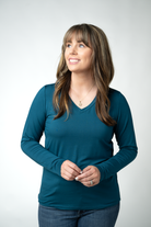 IN STOCK Larissa Long Sleeve - Teal-Tops-Dear Me Southern Boutique, located in DeRidder, Louisiana