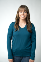 IN STOCK Larissa Long Sleeve - Teal-Tops-Dear Me Southern Boutique, located in DeRidder, Louisiana