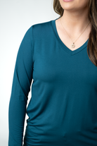 IN STOCK Larissa Long Sleeve - Teal-Tops-Dear Me Southern Boutique, located in DeRidder, Louisiana