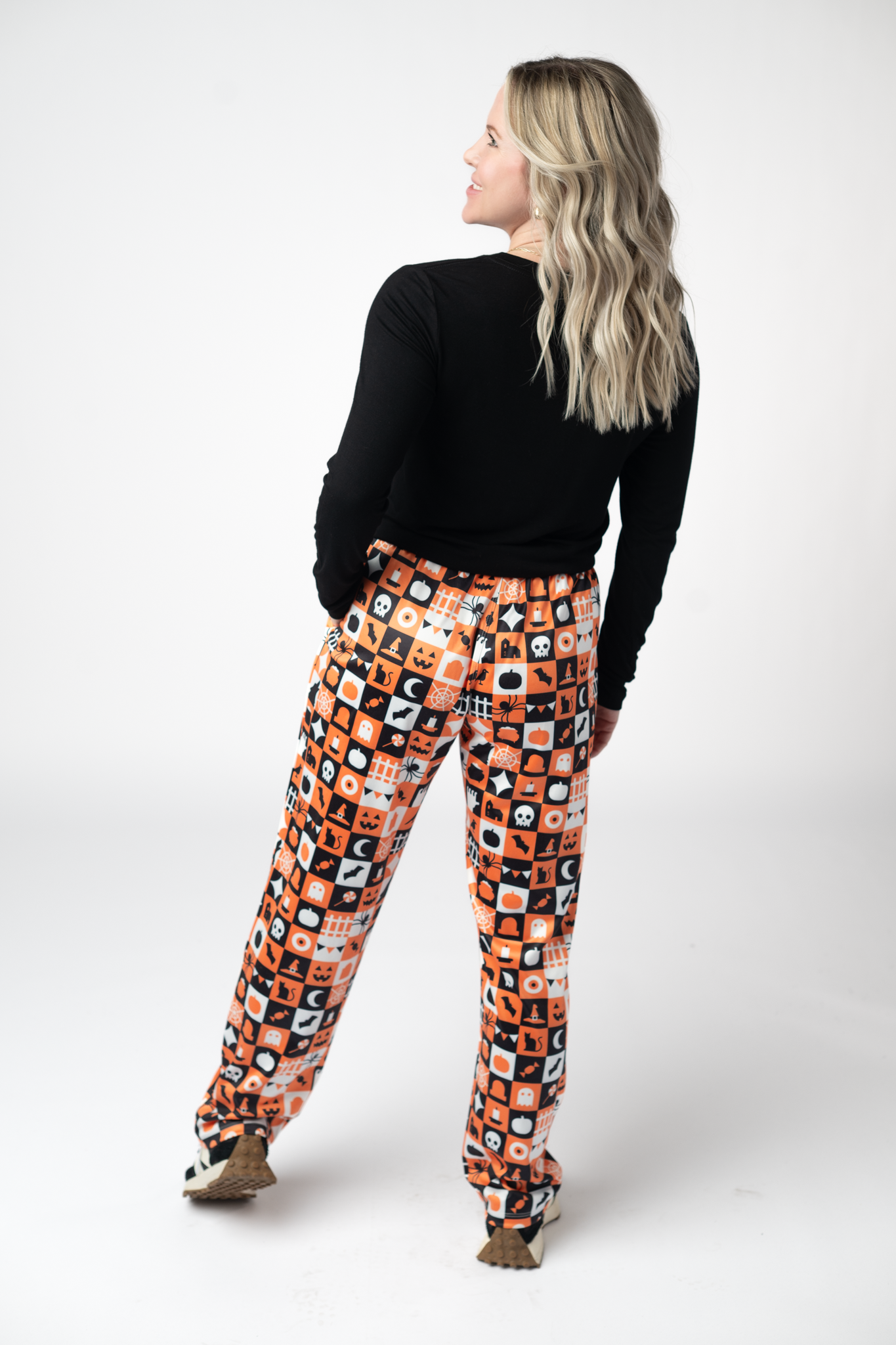 IN STOCK Lounge Pants - Trick-Or-Treat Checkered-bottoms-Dear Me Southern Boutique, located in DeRidder, Louisiana
