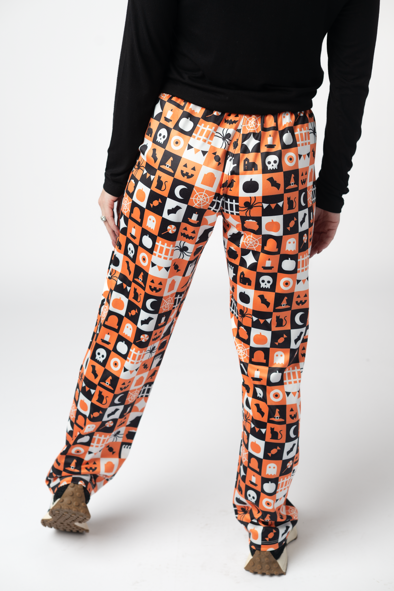 IN STOCK Lounge Pants - Trick-Or-Treat Checkered-bottoms-Dear Me Southern Boutique, located in DeRidder, Louisiana