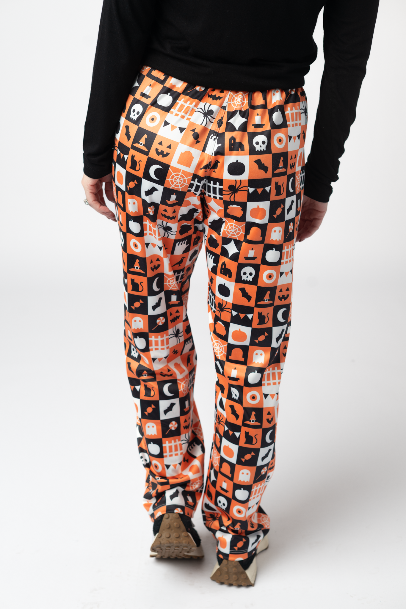 IN STOCK Lounge Pants - Trick-Or-Treat Checkered-bottoms-Dear Me Southern Boutique, located in DeRidder, Louisiana