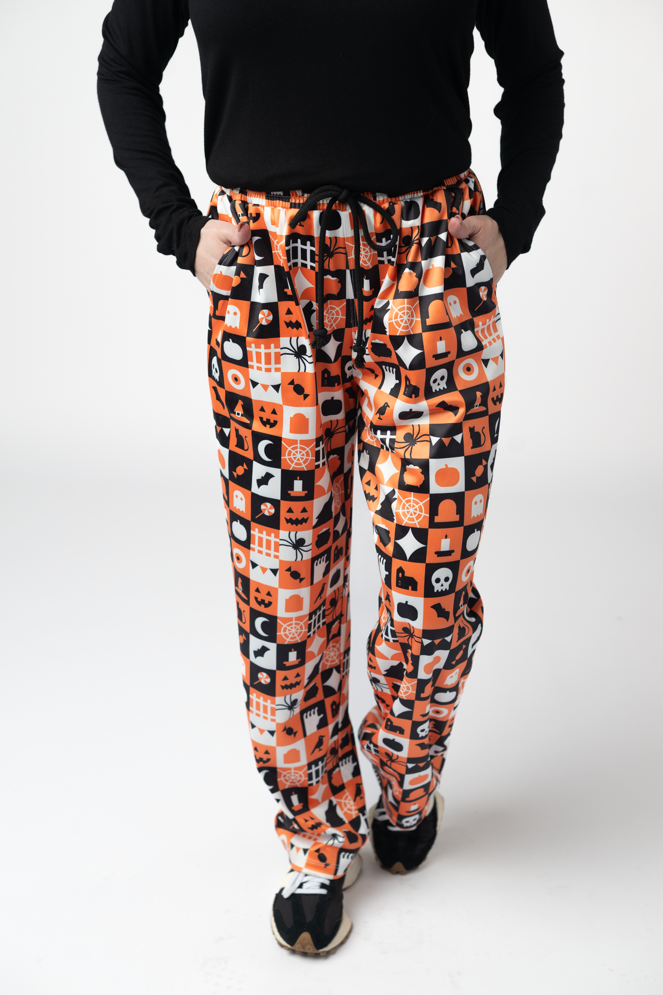IN STOCK Lounge Pants - Trick-Or-Treat Checkered-bottoms-Dear Me Southern Boutique, located in DeRidder, Louisiana
