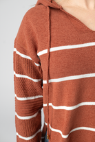 IN STOCK Maddie Striped Hoodie - Pumpkin Spice-sweater-Dear Me Southern Boutique, located in DeRidder, Louisiana