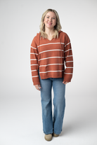 IN STOCK Maddie Striped Hoodie - Pumpkin Spice-sweater-Dear Me Southern Boutique, located in DeRidder, Louisiana
