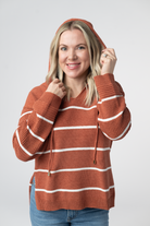 IN STOCK Maddie Striped Hoodie - Pumpkin Spice-sweater-Dear Me Southern Boutique, located in DeRidder, Louisiana
