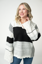 IN STOCK Monochrome Colorblock Hoodie-sweater-Dear Me Southern Boutique, located in DeRidder, Louisiana