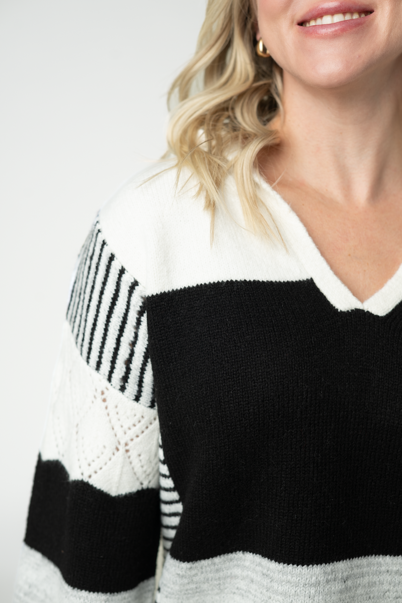 IN STOCK Monochrome Colorblock Hoodie-sweater-Dear Me Southern Boutique, located in DeRidder, Louisiana