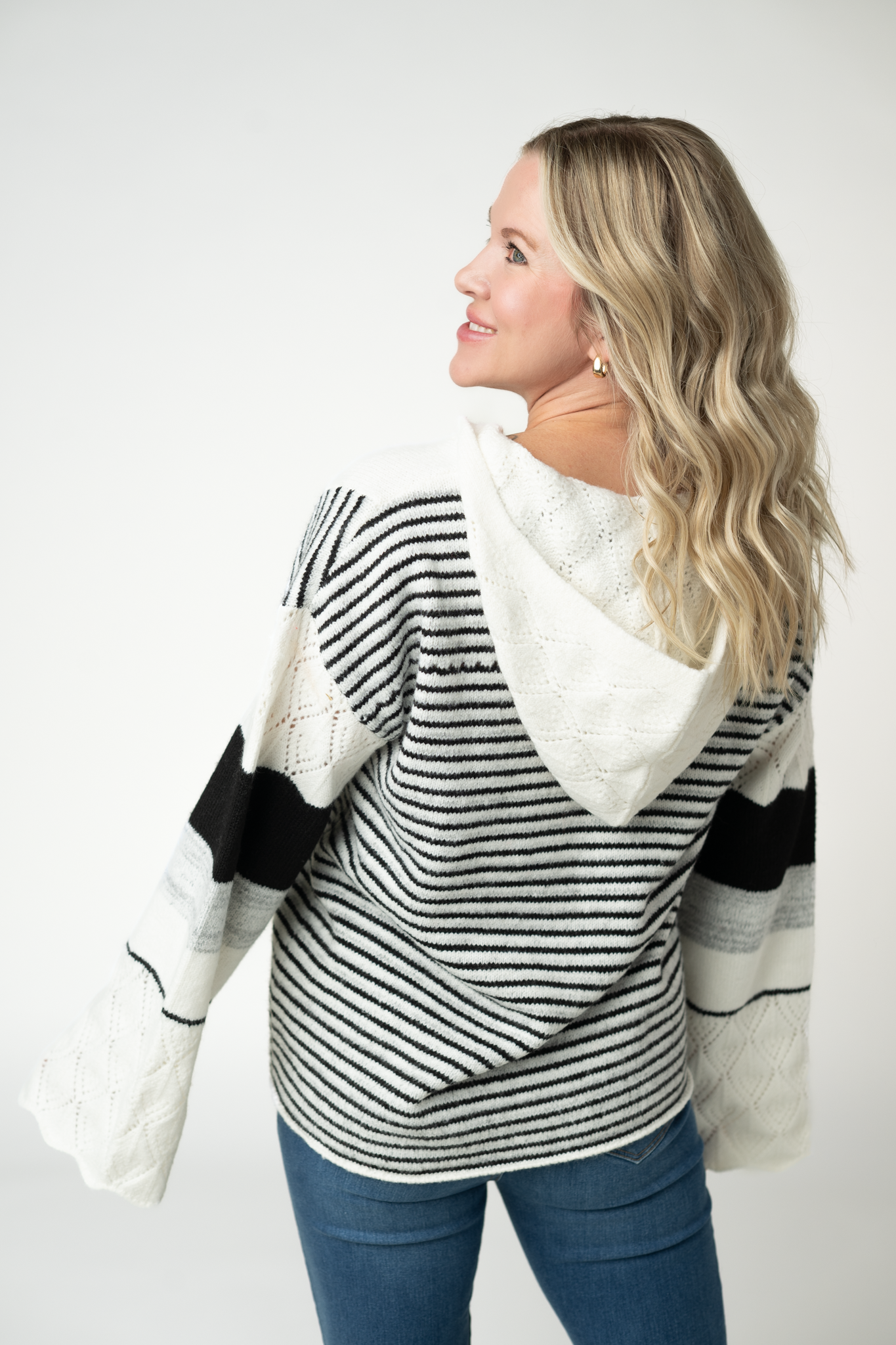 IN STOCK Monochrome Colorblock Hoodie-sweater-Dear Me Southern Boutique, located in DeRidder, Louisiana