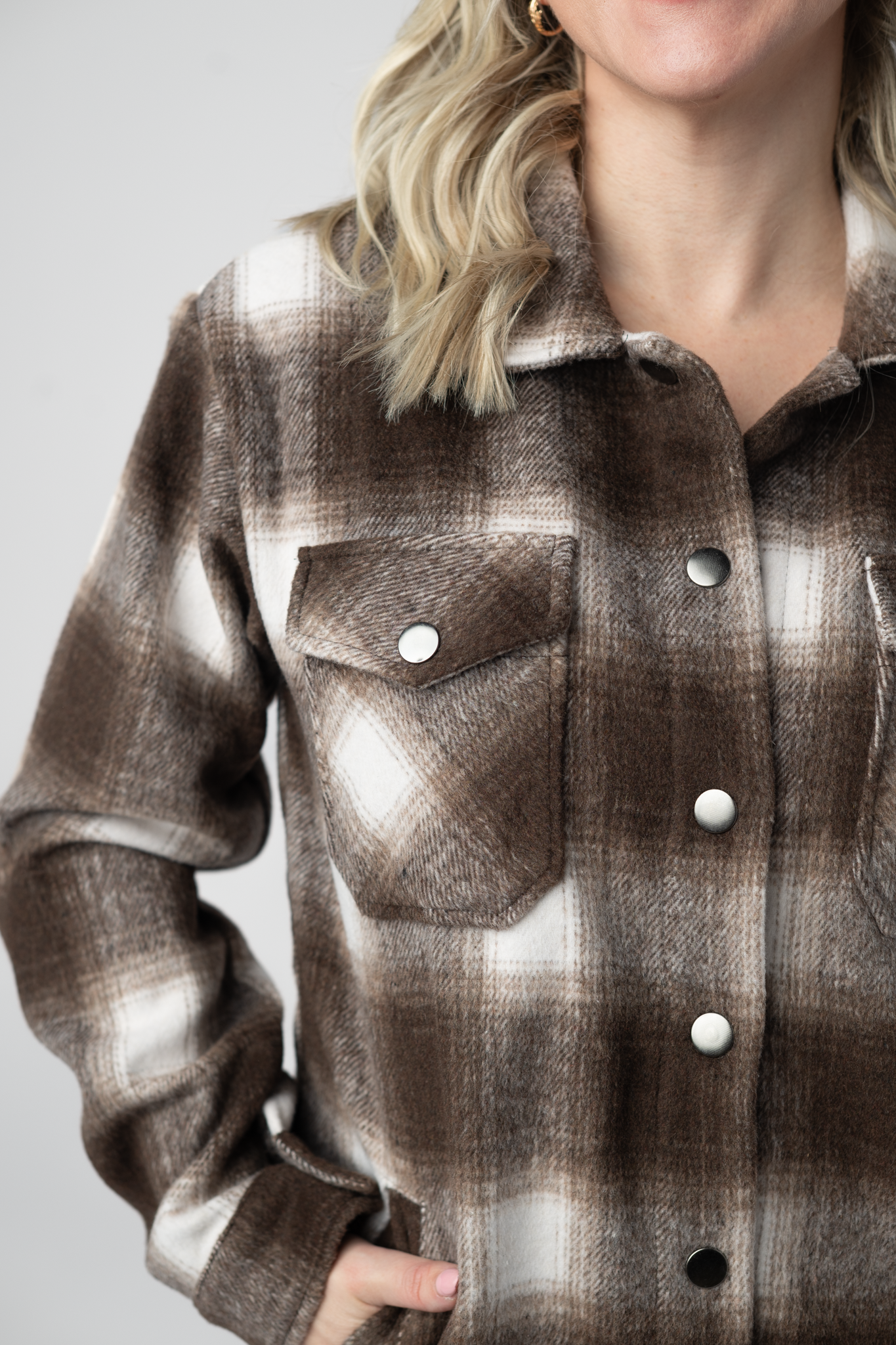 IN STOCK Norah Shacket - Brown Plaid-shacket-Dear Me Southern Boutique, located in DeRidder, Louisiana