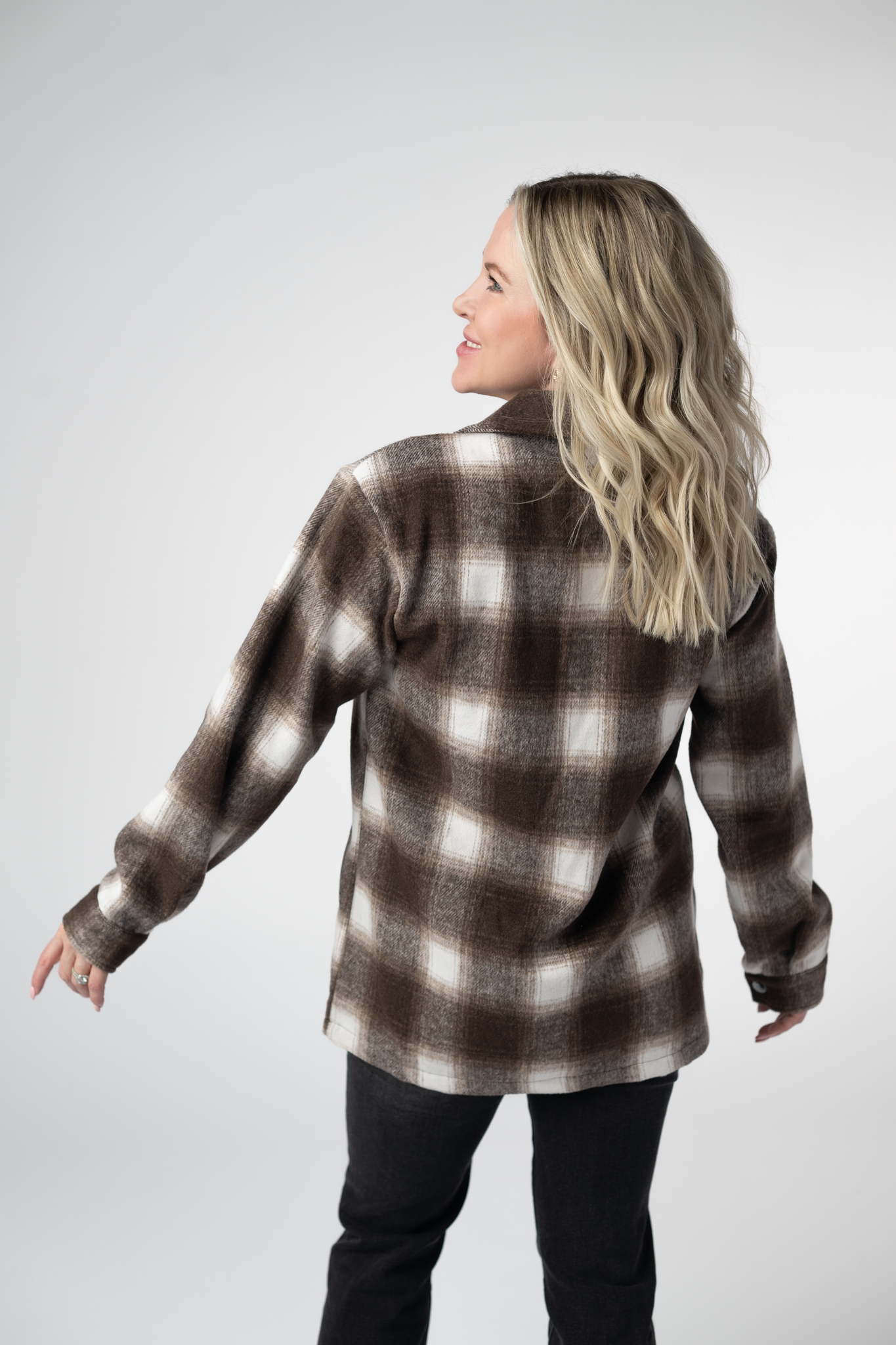 IN STOCK Norah Shacket - Brown Plaid-shacket-Dear Me Southern Boutique, located in DeRidder, Louisiana