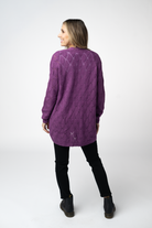 IN STOCK Open Knit Cardigan - Purple-Cardigan-Dear Me Southern Boutique, located in DeRidder, Louisiana