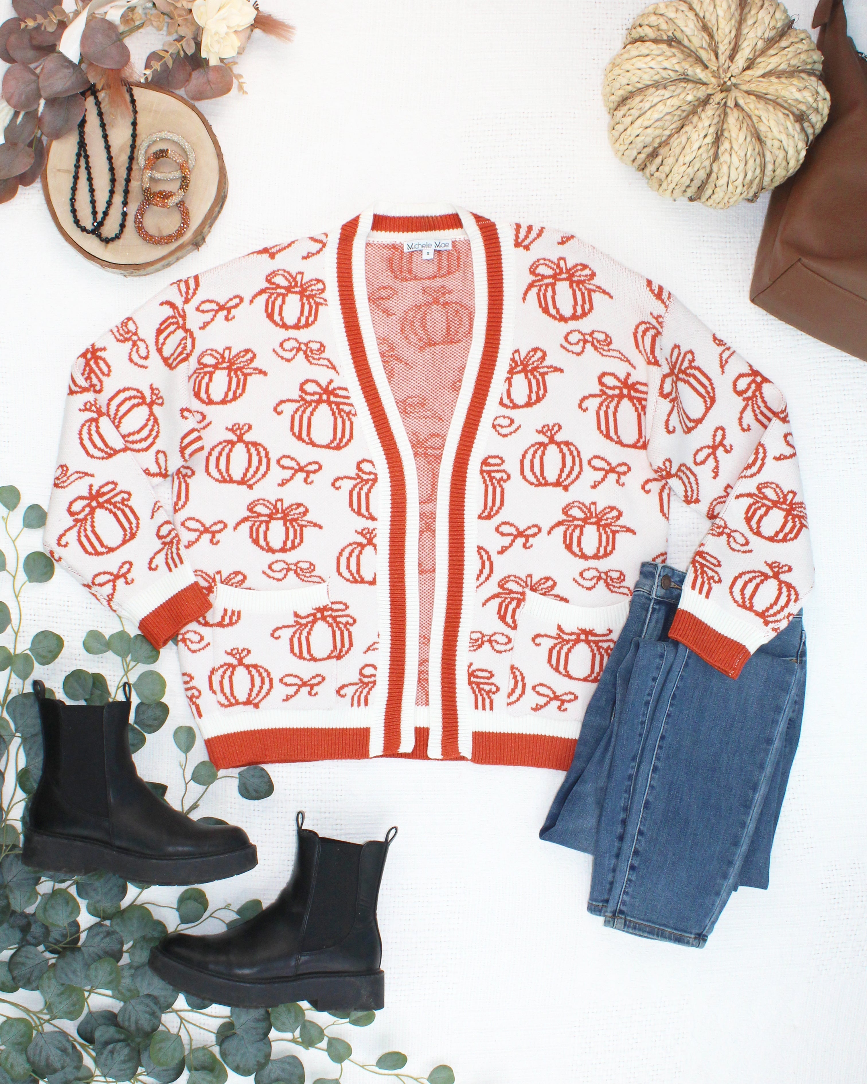 IN STOCK Pumpkins Pocket Cardigan-Cardigan-Dear Me Southern Boutique, located in DeRidder, Louisiana