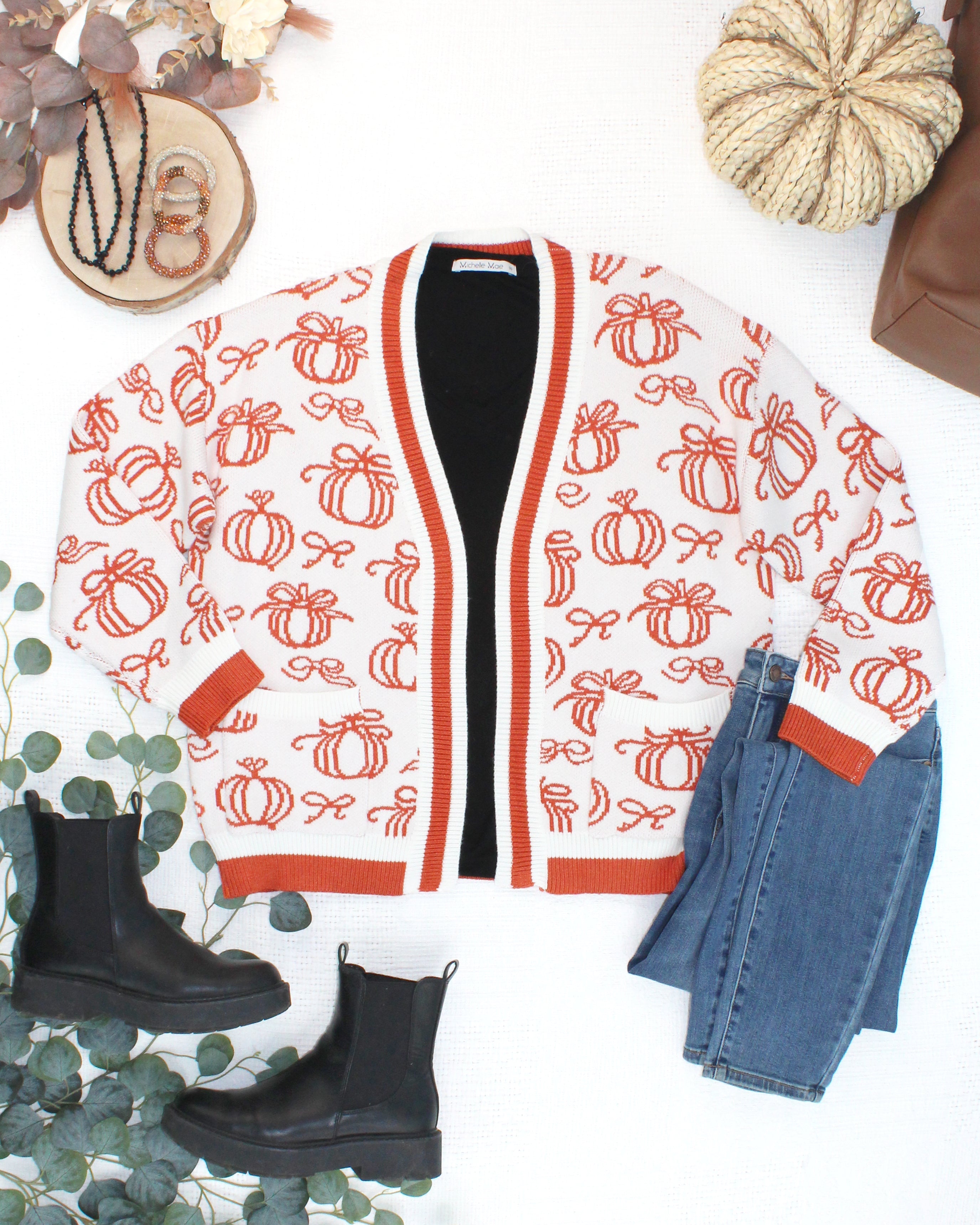 IN STOCK Pumpkins Pocket Cardigan-Cardigan-Dear Me Southern Boutique, located in DeRidder, Louisiana