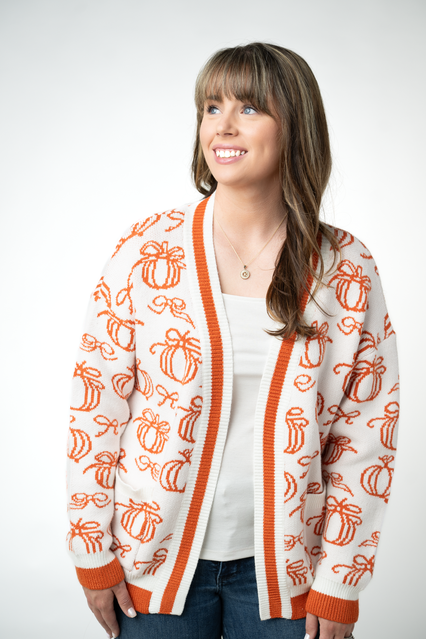 IN STOCK Pumpkins Pocket Cardigan-Cardigan-Dear Me Southern Boutique, located in DeRidder, Louisiana