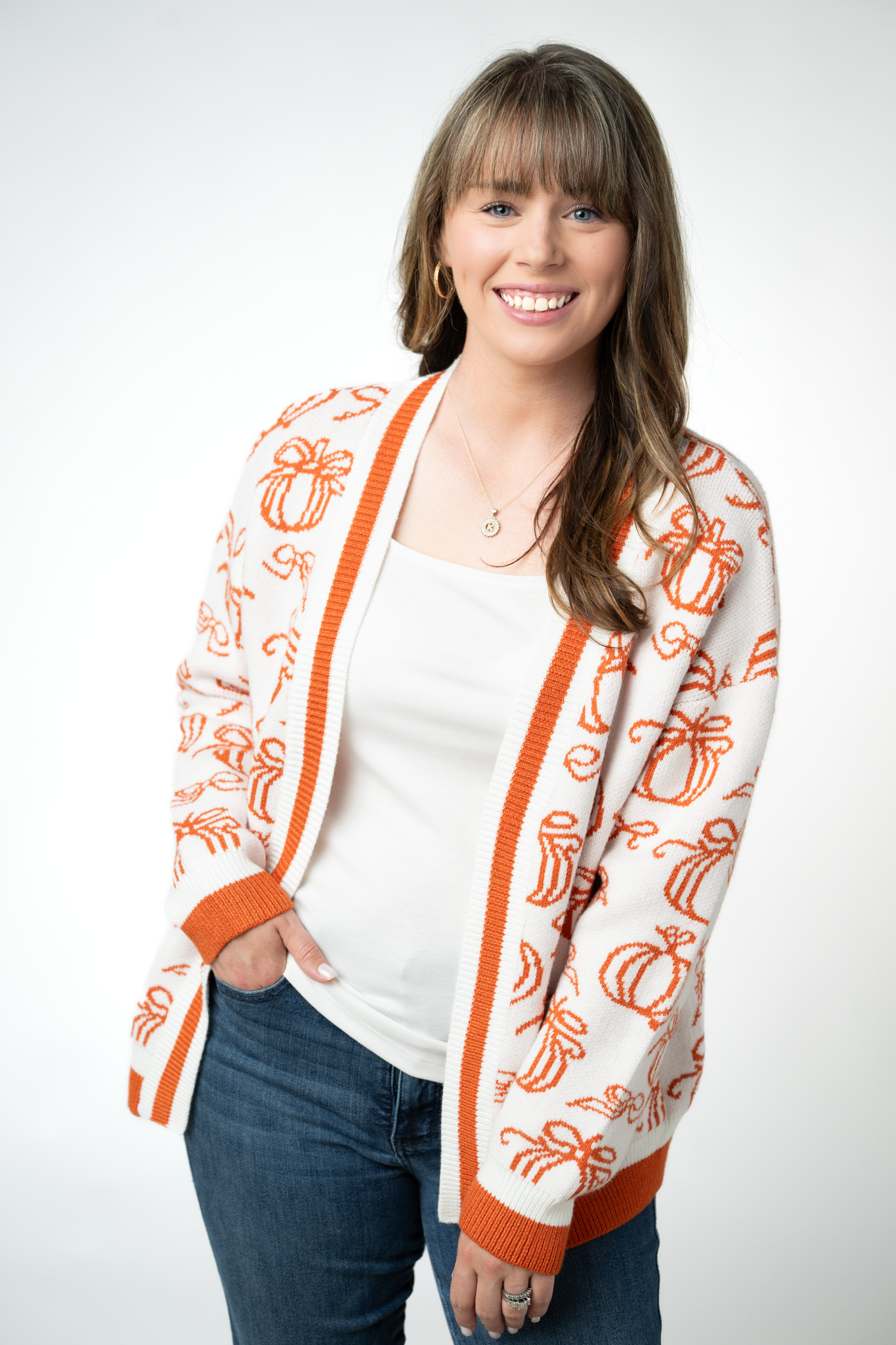 IN STOCK Pumpkins Pocket Cardigan-Cardigan-Dear Me Southern Boutique, located in DeRidder, Louisiana