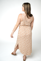 IN STOCK Reagan Ribbed Midi Dress - Sand and Rust Floral-Dresses-Dear Me Southern Boutique, located in DeRidder, Louisiana