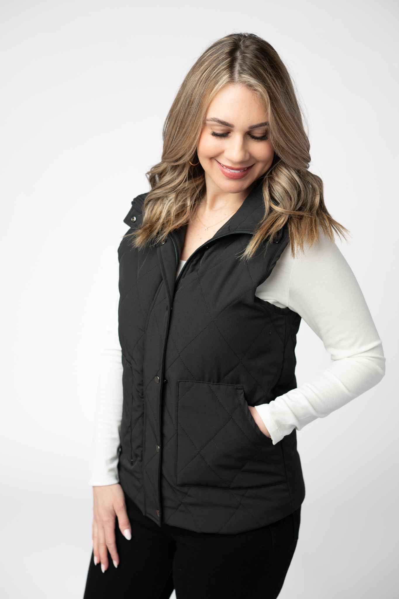 IN STOCK Remy Zip Up Vest - Black-Vest-Dear Me Southern Boutique, located in DeRidder, Louisiana