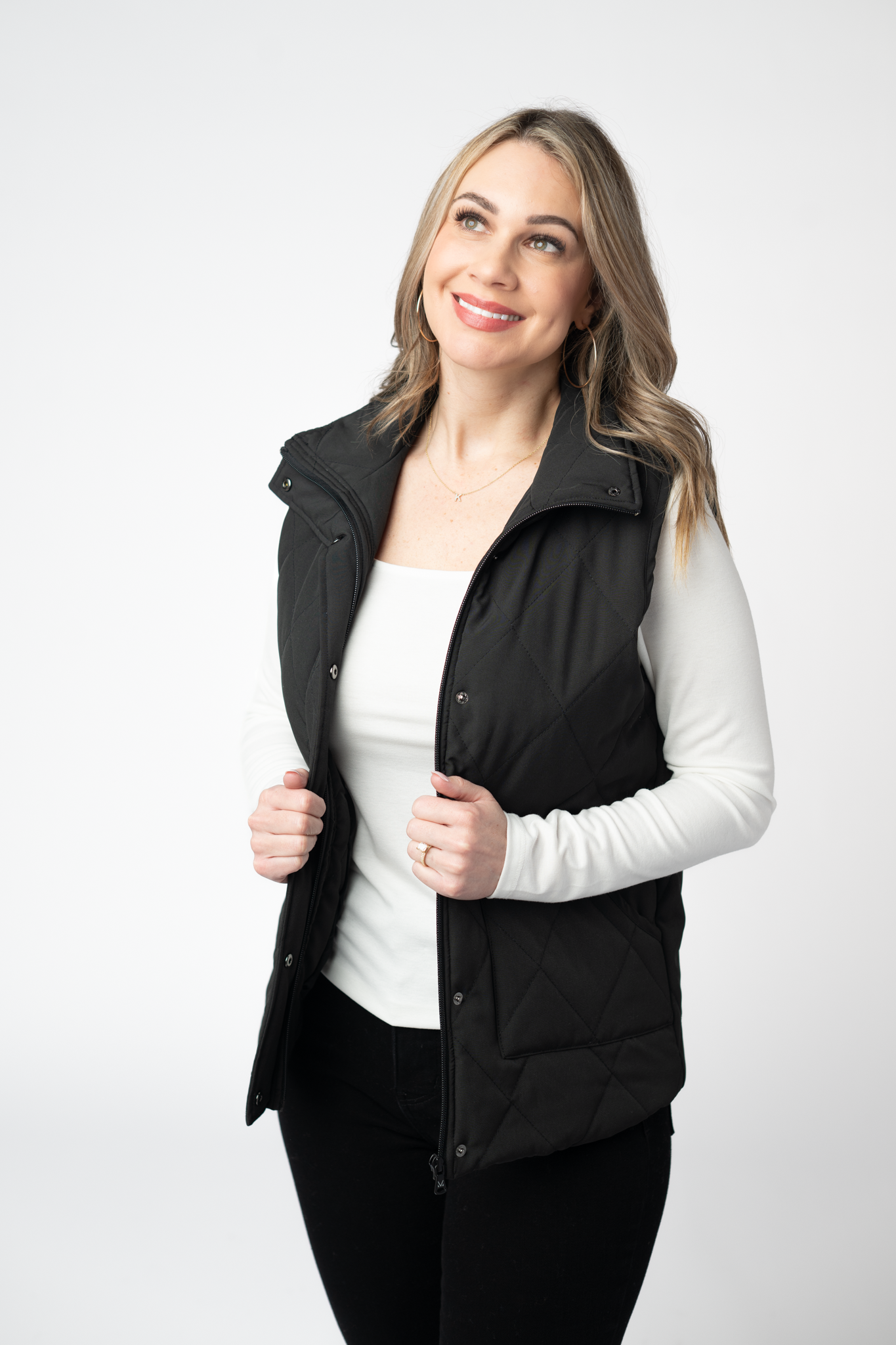 IN STOCK Remy Zip Up Vest - Black-Vest-Dear Me Southern Boutique, located in DeRidder, Louisiana