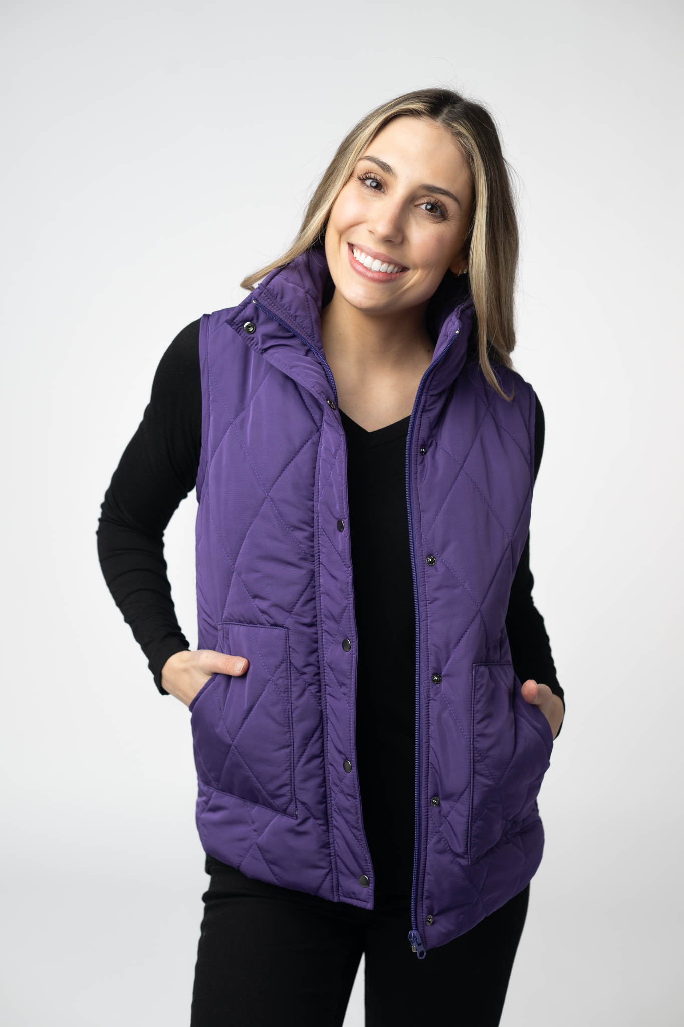 IN STOCK Remy Zip Up Vest - Purple-Vest-Dear Me Southern Boutique, located in DeRidder, Louisiana