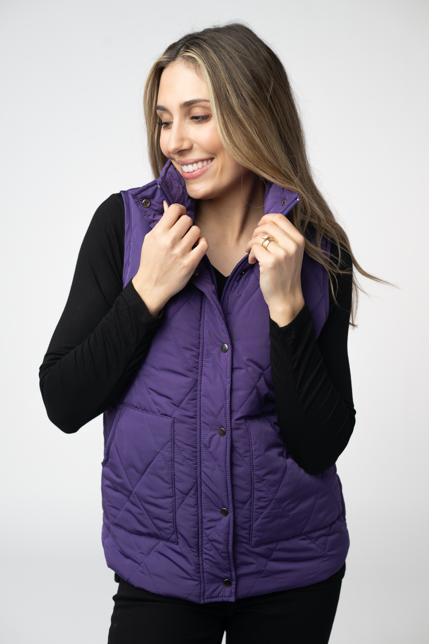 IN STOCK Remy Zip Up Vest - Purple-Vest-Dear Me Southern Boutique, located in DeRidder, Louisiana