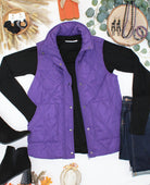 IN STOCK Remy Zip Up Vest - Purple-Vest-Dear Me Southern Boutique, located in DeRidder, Louisiana