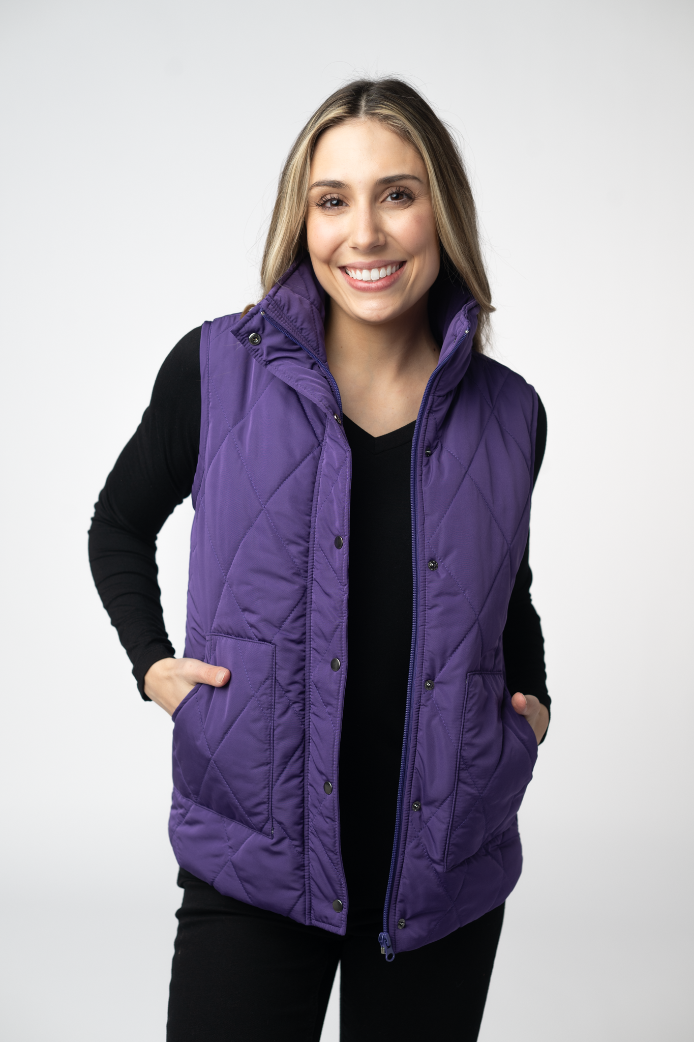 IN STOCK Remy Zip Up Vest - Purple-Vest-Dear Me Southern Boutique, located in DeRidder, Louisiana