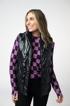 IN STOCK Remy Zip Up Vest - Shiny Black-Vest-Dear Me Southern Boutique, located in DeRidder, Louisiana