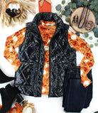 IN STOCK Remy Zip Up Vest - Shiny Black-Vest-Dear Me Southern Boutique, located in DeRidder, Louisiana