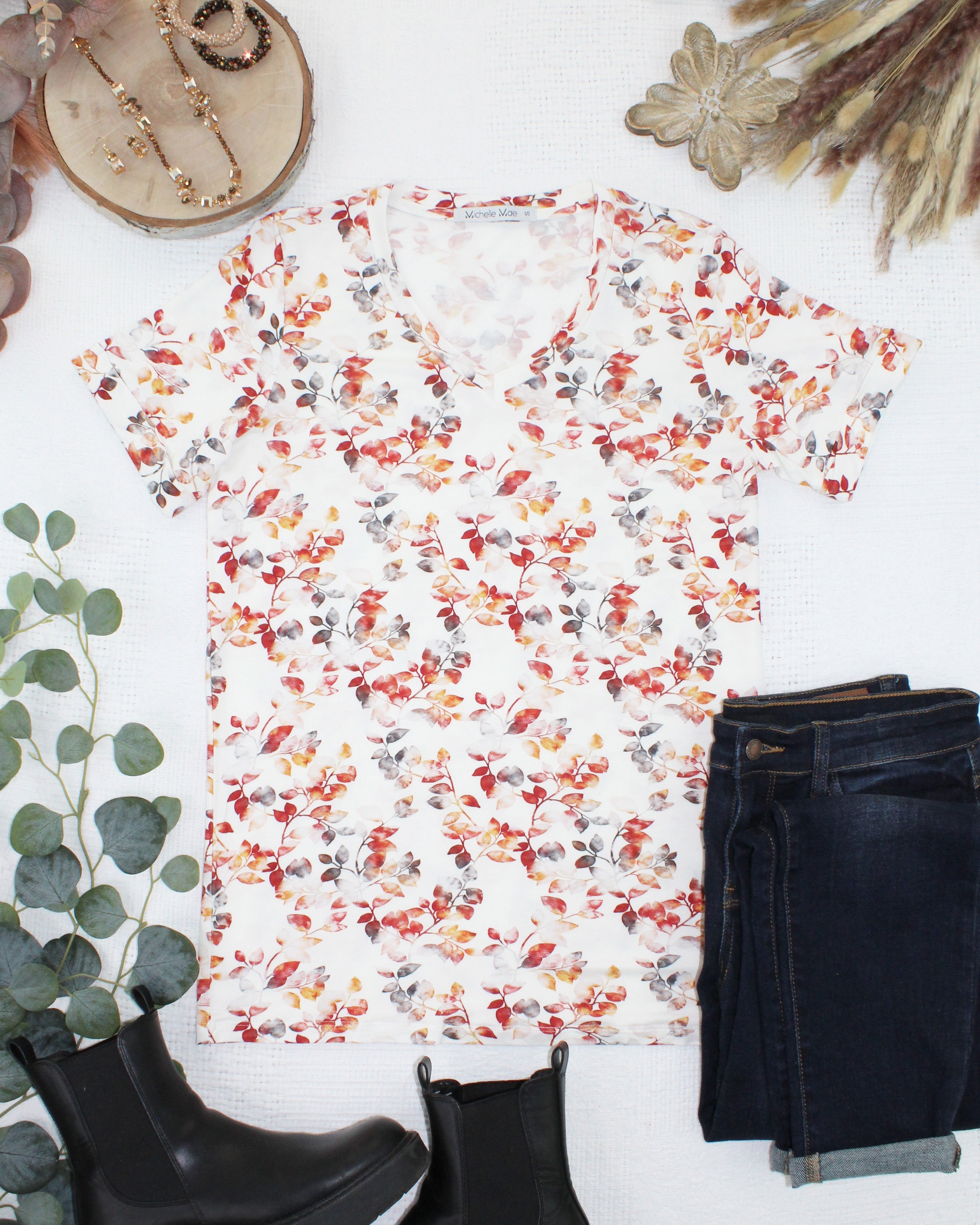 IN STOCK Sophie Top - Autumn Watercolor-Shirts-Dear Me Southern Boutique, located in DeRidder, Louisiana