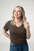 IN STOCK Sophie Top - Brown-Shirts-Dear Me Southern Boutique, located in DeRidder, Louisiana