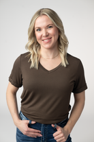 IN STOCK Sophie Top - Brown-Shirts-Dear Me Southern Boutique, located in DeRidder, Louisiana