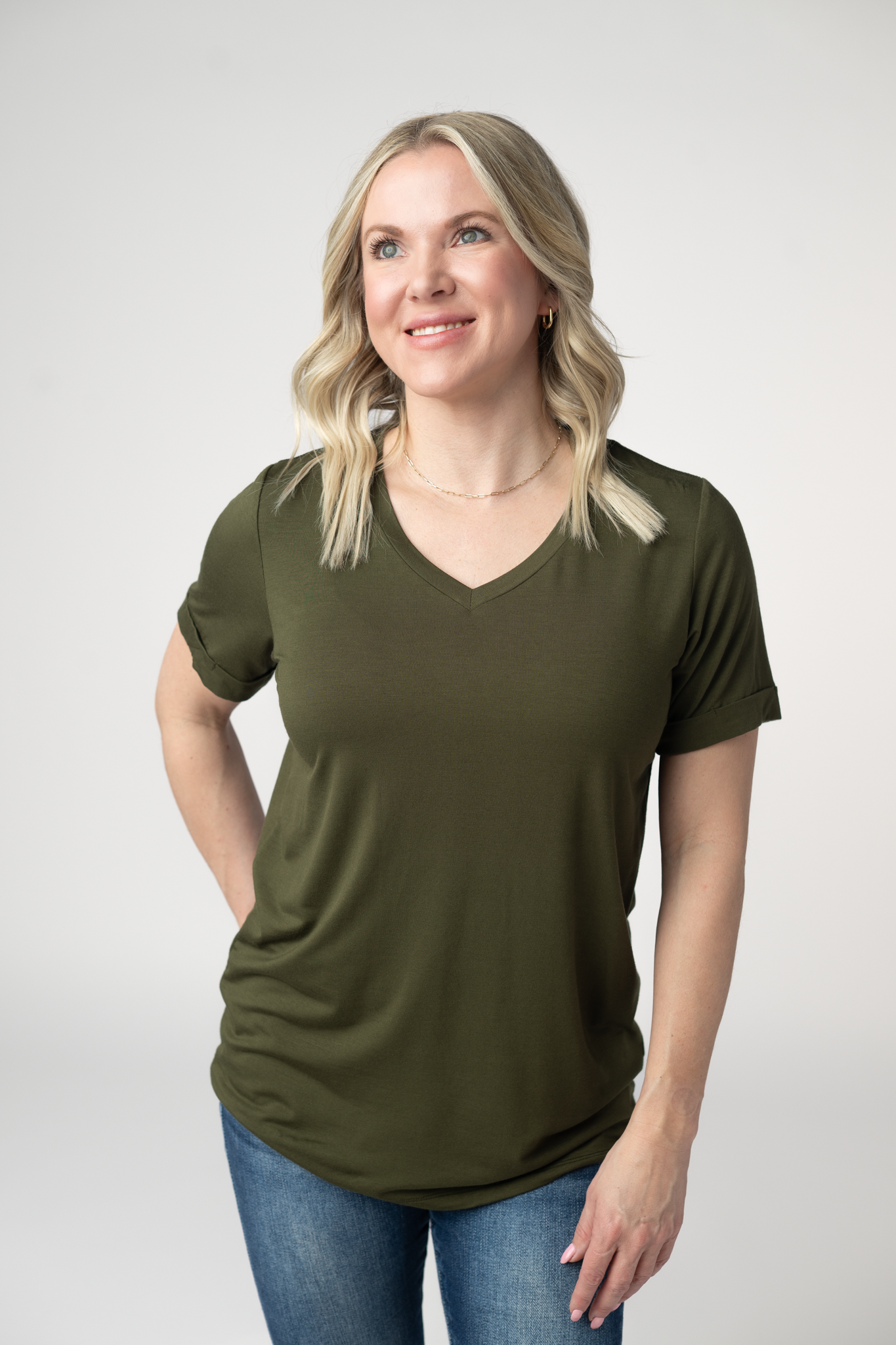 IN STOCK Sophie Top - Dark Olive-Shirts-Dear Me Southern Boutique, located in DeRidder, Louisiana