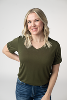 IN STOCK Sophie Top - Dark Olive-Shirts-Dear Me Southern Boutique, located in DeRidder, Louisiana
