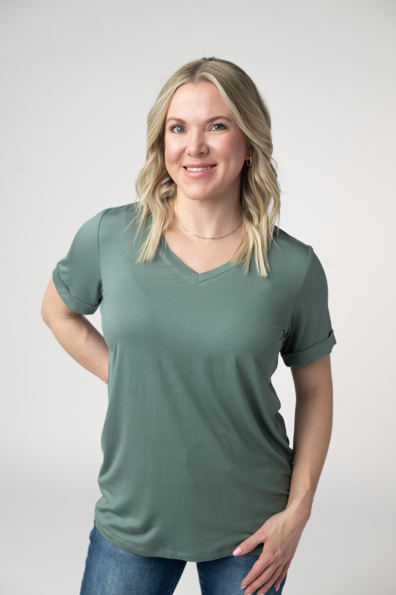 IN STOCK Sophie Top - Dusty Jade-Shirts-Dear Me Southern Boutique, located in DeRidder, Louisiana