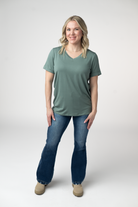 IN STOCK Sophie Top - Dusty Jade-Shirts-Dear Me Southern Boutique, located in DeRidder, Louisiana