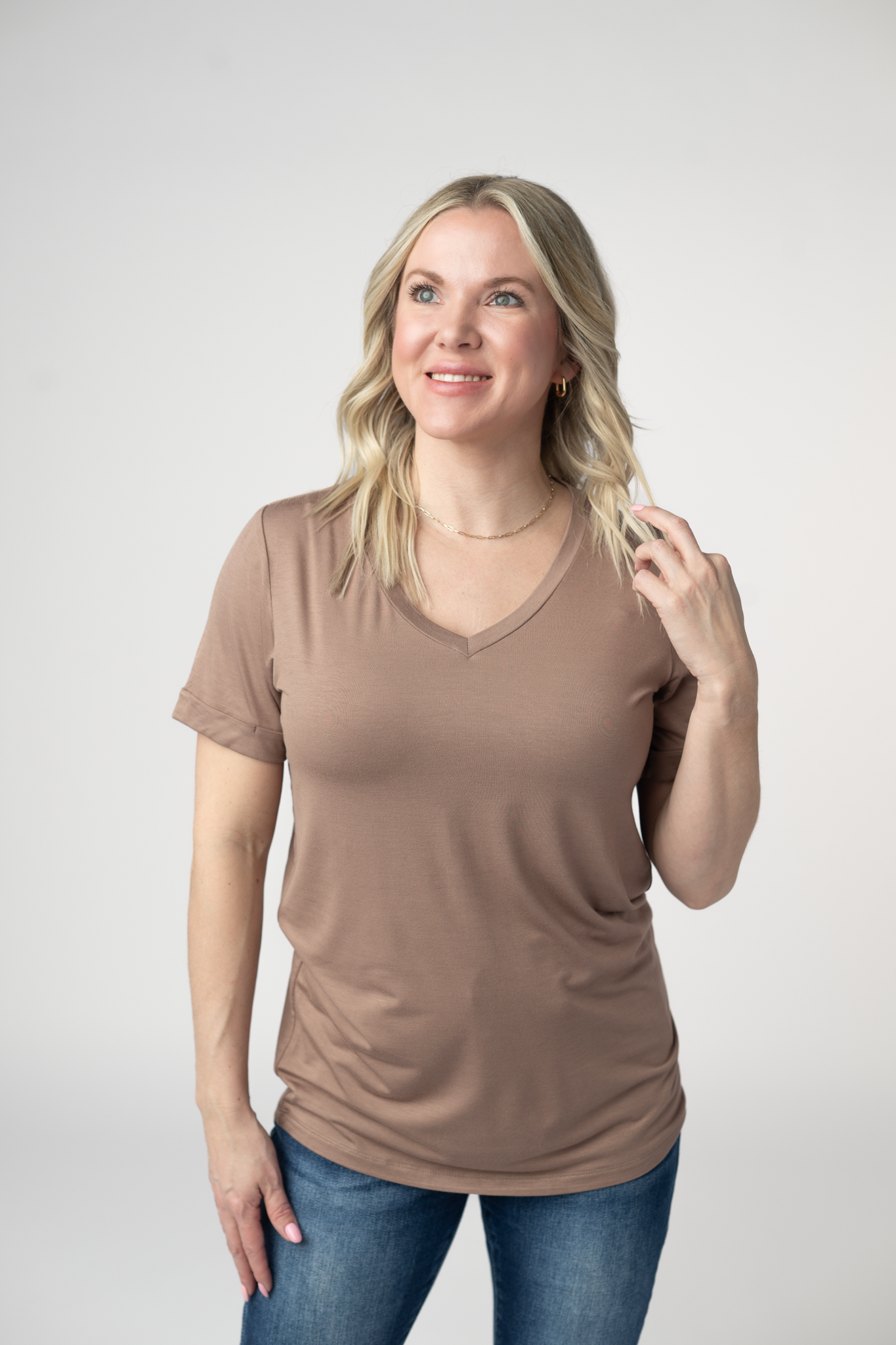 IN STOCK Sophie Top - Mocha-Shirts-Dear Me Southern Boutique, located in DeRidder, Louisiana