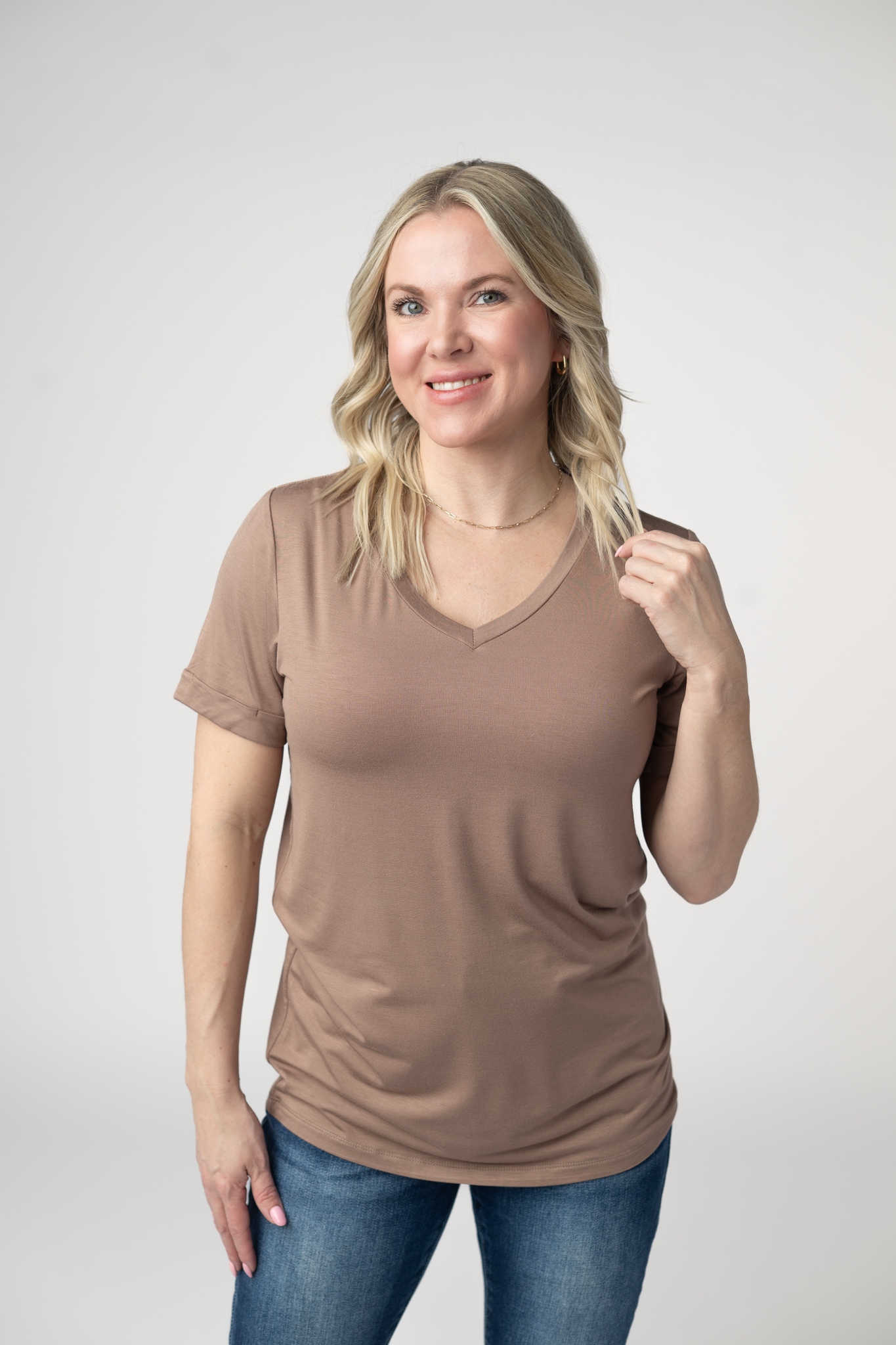 IN STOCK Sophie Top - Mocha-Shirts-Dear Me Southern Boutique, located in DeRidder, Louisiana