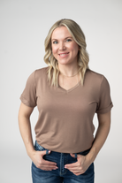 IN STOCK Sophie Top - Mocha-Shirts-Dear Me Southern Boutique, located in DeRidder, Louisiana
