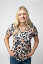IN STOCK Sophie Top - Navy Autumn Petals-Shirts-Dear Me Southern Boutique, located in DeRidder, Louisiana