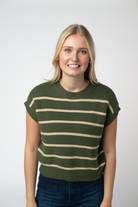 IN STOCK Striped Sweater Top - Olive and Tan-Sweater-Dear Me Southern Boutique, located in DeRidder, Louisiana