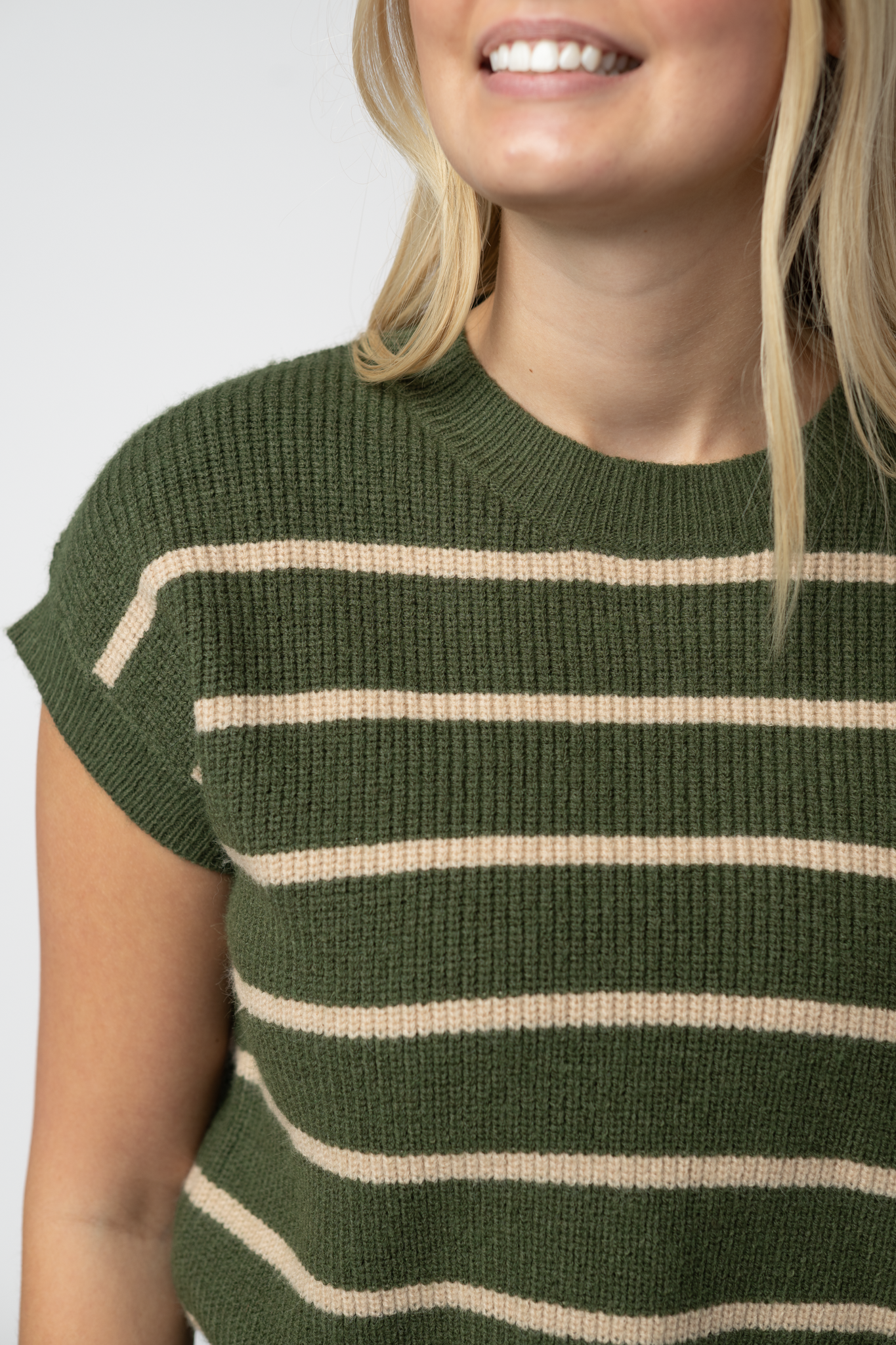 IN STOCK Striped Sweater Top - Olive and Tan-Sweater-Dear Me Southern Boutique, located in DeRidder, Louisiana