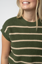 IN STOCK Striped Sweater Top - Olive and Tan-Sweater-Dear Me Southern Boutique, located in DeRidder, Louisiana