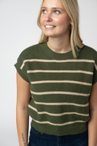 IN STOCK Striped Sweater Top - Olive and Tan-Sweater-Dear Me Southern Boutique, located in DeRidder, Louisiana