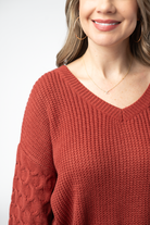 IN STOCK Talina Textured Sweater - Brick-Sweater-Dear Me Southern Boutique, located in DeRidder, Louisiana